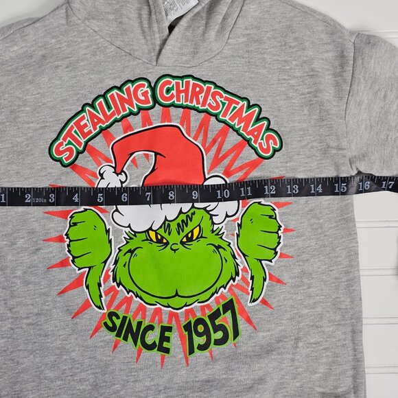 The Grinch Stealing Christmas Grey Graphic Print Hoodie Kids Size 6 NWT - Picture 8 of 9
